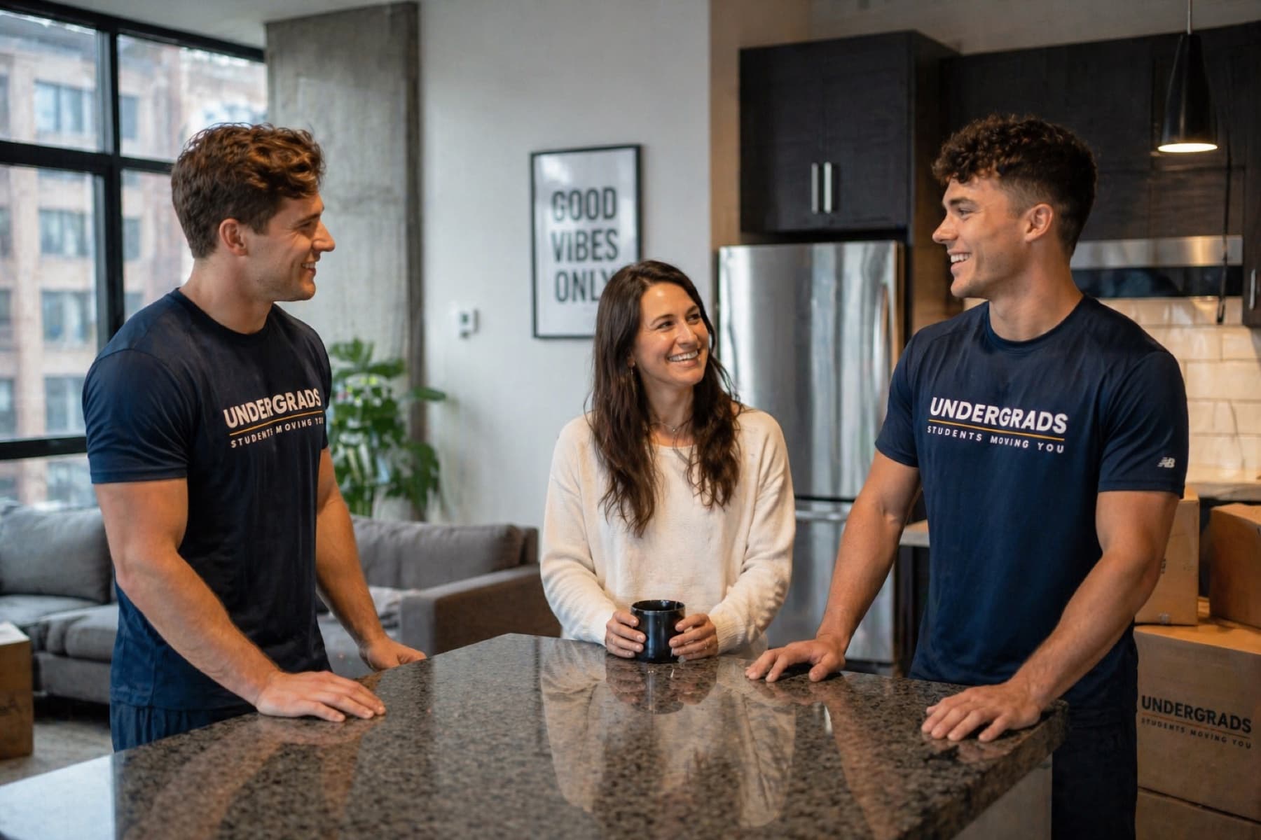 Undergrads crew carrying furniture on move day