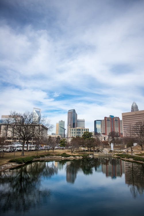 Charlotte, North Carolina skyline with Romare Bearden Park in the foreground