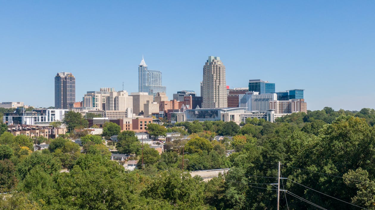 Aerial view of the Raleigh, North Carolina skyline