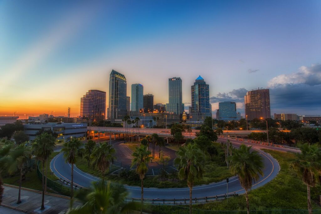 Tampa skyline at dawn